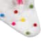 20" White Christmas Stocking with Multicolor Pom-Poms and Tassels